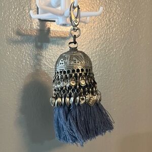 Vtg Silver and Blue Tassel Pendant